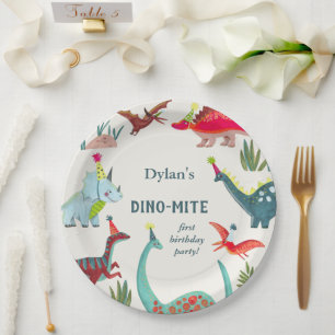 Dinosaur kids birthday party paper plates