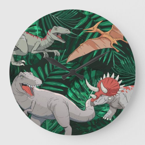 Dinosaur Kids Dino Jurassic Trex Boy Bedroom Large Clock