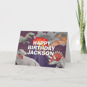Dinosaur Kids Dino Jurassic Trex Boy Birthday Card