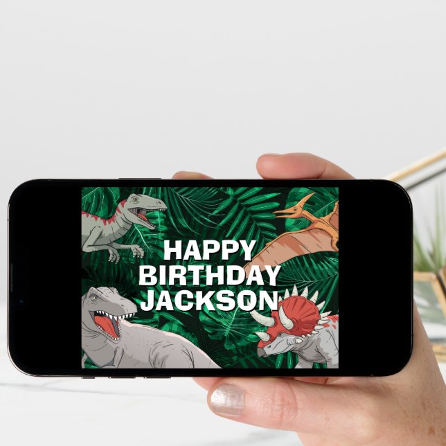 Dinosaur Kids Dino Jurassic Trex Boy Birthday Card (Front Digital)