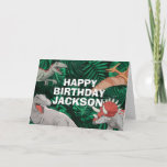 Dinosaur Kids Dino Jurassic Trex Boy Birthday Card<br><div class="desc">This dinosaur design is great for the birthday boy in your life. Give them a dino-mite bday with this dino themed design featuring a trex,  triceratops,  brontosaurus,  pterodactyl,  and raptor.</div>