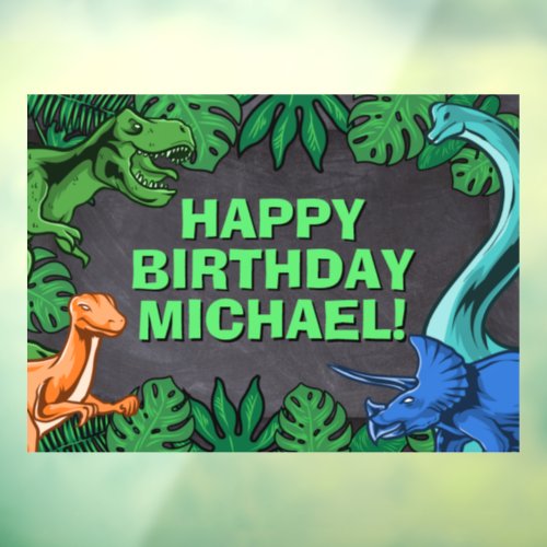 Dinosaur Kids Dino Jurassic Trex Boy Birthday Window Cling