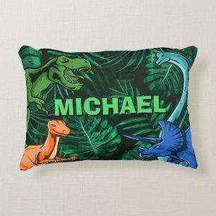 Dinosaur Kids Dino Jurassic Trex Boy Customizable Accent Pillow