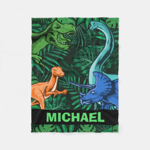 Dinosaur Kids Dino Jurassic Trex Boy Customizable Fleece Blanket