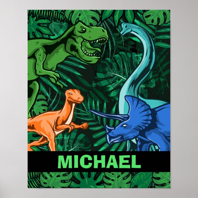 Dinosaur Kids Dino Jurassic Trex Boy Customizable Poster (Front)