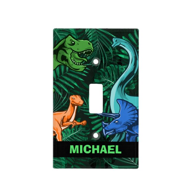 Dinosaur Kids Dino Jurassic Trex Boy Light Switch Cover (Front)