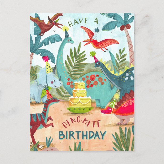 Dinosaur kids dino-mite birthday card