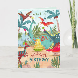 Dinosaur kids dino-mite birthday card