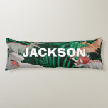 Dinosaur Kids Dino Trex Prehistoric Boy Custom Body Pillow<br><div class="desc">This dinosaur design is great for the dinosaur lover in your life. The dino themed jungle leaf body pillow features a trex,  triceratops,  pterodactyl,  and raptor,  and can be customized with the boy or girl's name.</div>