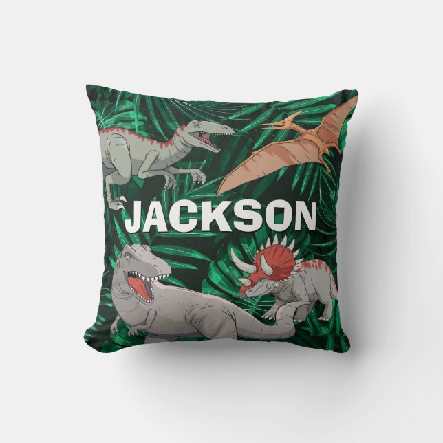 Dinosaur Kids Dino Trex Prehistoric Boy Custom Throw Pillow (Front)
