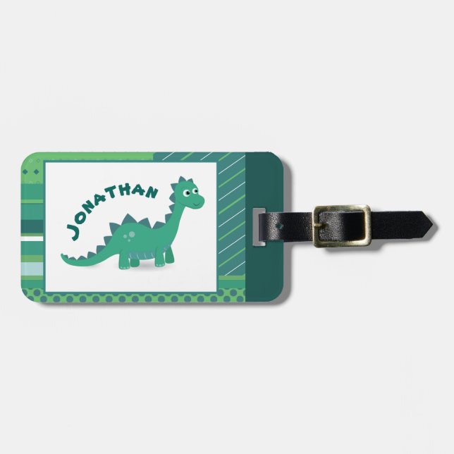 Dinosaur kids luggage tag. tag (Front Horizontal)