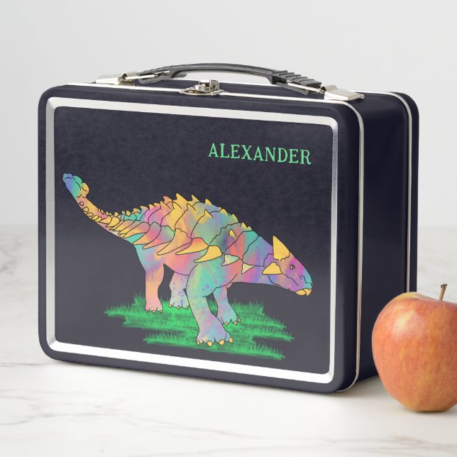 Dinosaur Kids Name Personalized  Metal Lunch Box (In Situ)
