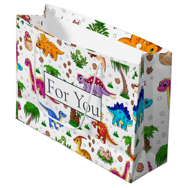 Dinosaur Kids Pattern For You Large Gift Bag (Front Angled)