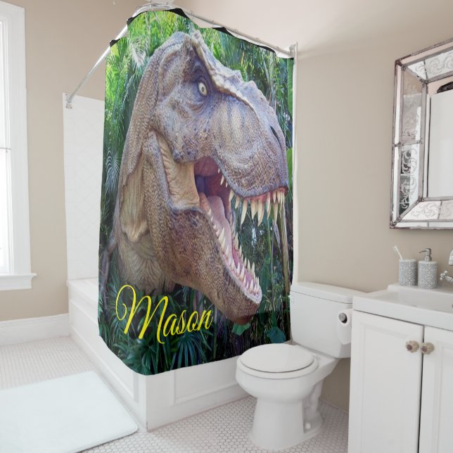 Dinosaur kids Shower Curtain Mason (In Situ)
