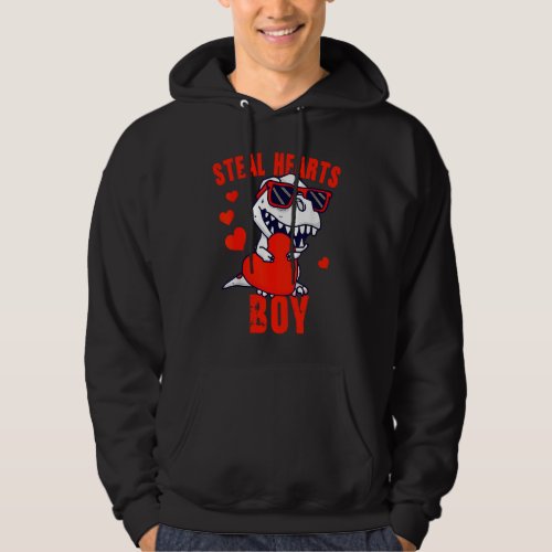 Dinosaur Kids  Steal Her Heart Valentines Day Boy Hoodie