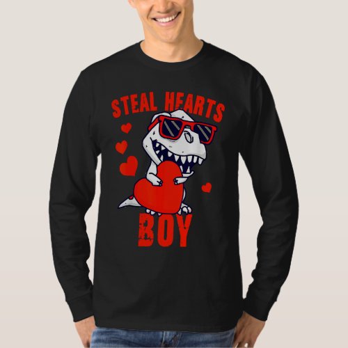 Dinosaur Kids  Steal Her Heart Valentines Day Boy T_Shirt