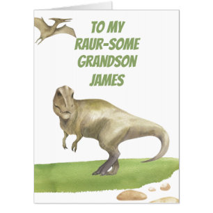 Dinosaur Kindergarten Graduate Grandson Card