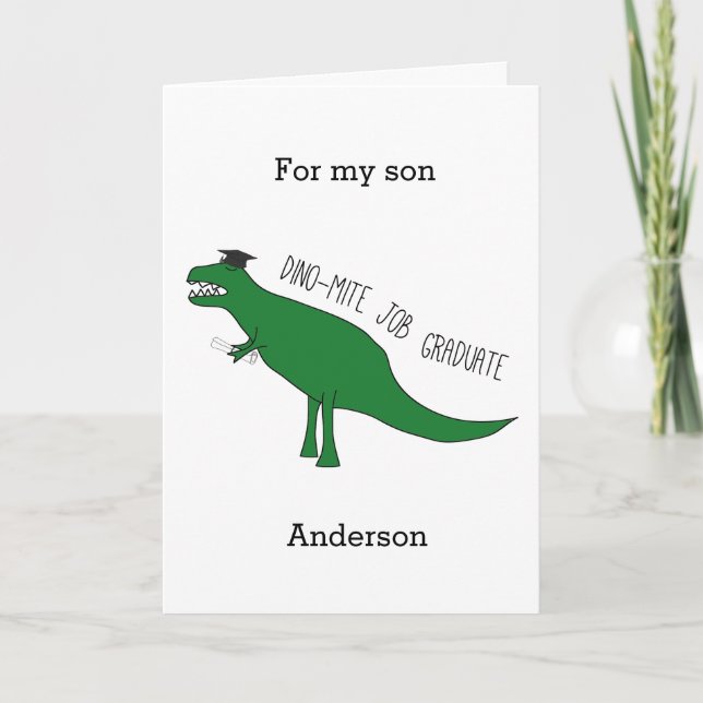 Dinosaur Kindergarten Graduation Son Card (Front)