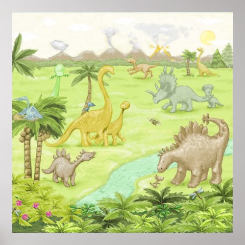 Dinosaur landscape poster