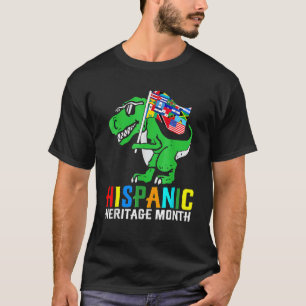 Dinosaur Latin Countries Flag Hispanic Heritage Mo T-Shirt