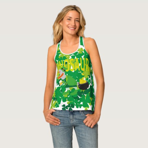 dinosaur leprechaun character gold beer tank tops