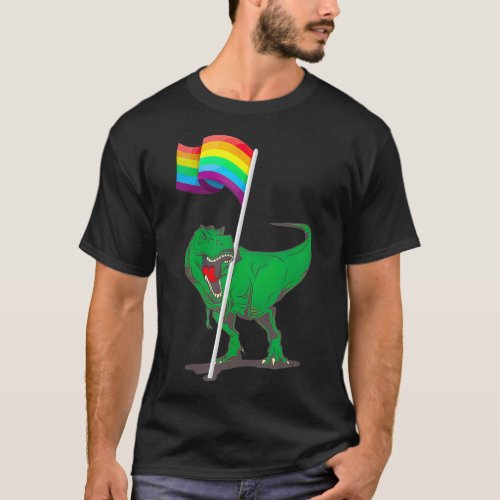 Dinosaur Lgbt Flag  Funny Gay Pride Rainbow Flags T_Shirt