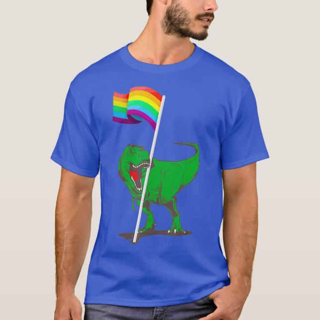 Dinosaur Lgbt Flag Shirt Funny Gay Pride Rainbow (Front)