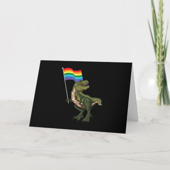 Dinosaur LGBT Gay Lesbian Transgender Nonbinary Card (Front)