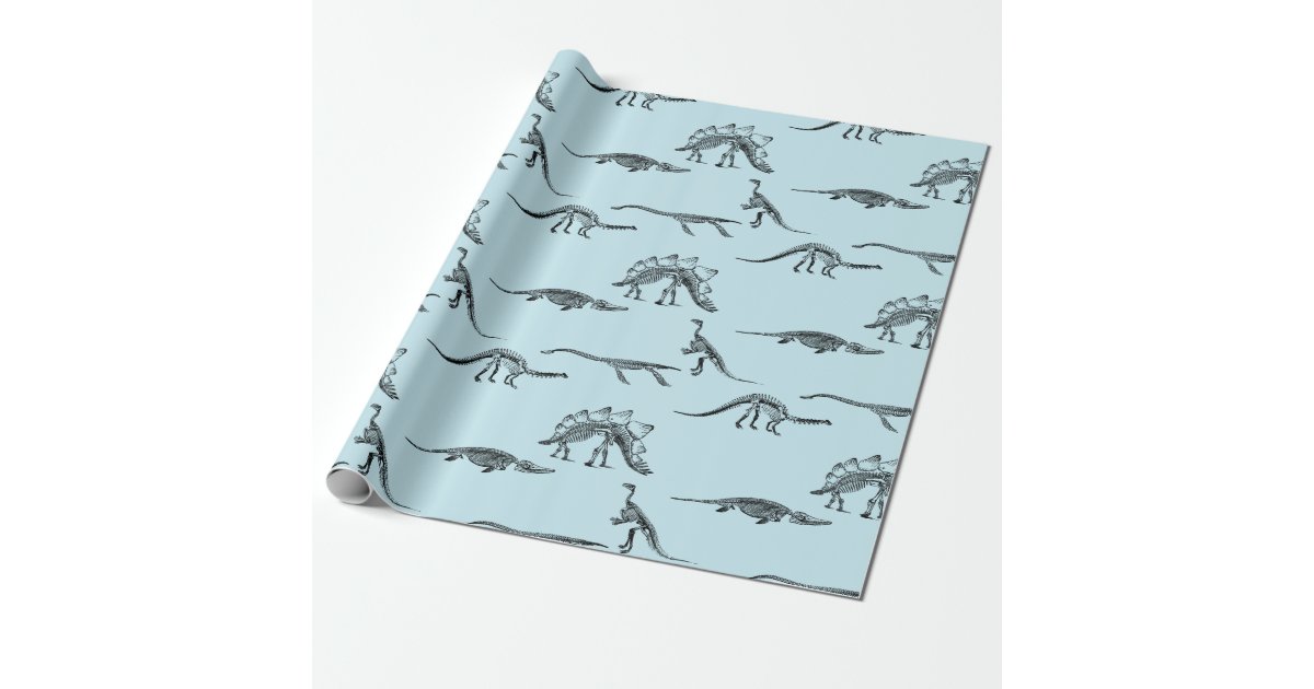 Sky Blue and Black Stripes Wrapping Paper, Zazzle