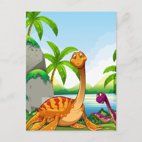 Dinosaur living in the jungle postcard