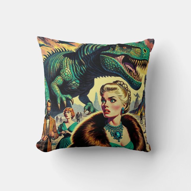 Dinosaur looking for lunch! throw pillow (Front)