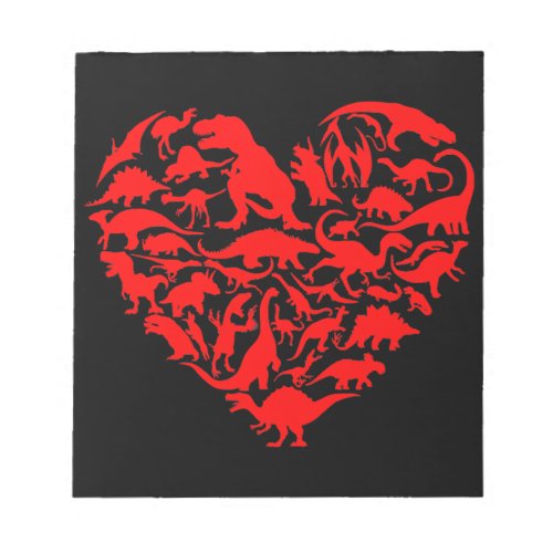 Dinosaur Love Heart Cute Valentines Day Boys Kids Notepad