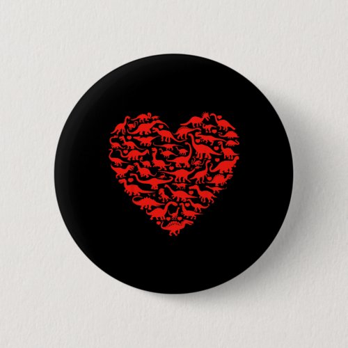 Dinosaur Love Heart T Rex Cute Valentines Day Boys Button