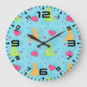 Dinosaur Love Large Clock