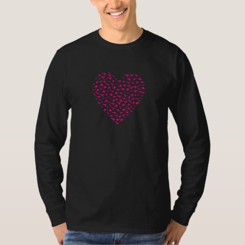 Dinosaur Love Pink Heart Cute Valentines Day Dino  T_Shirt