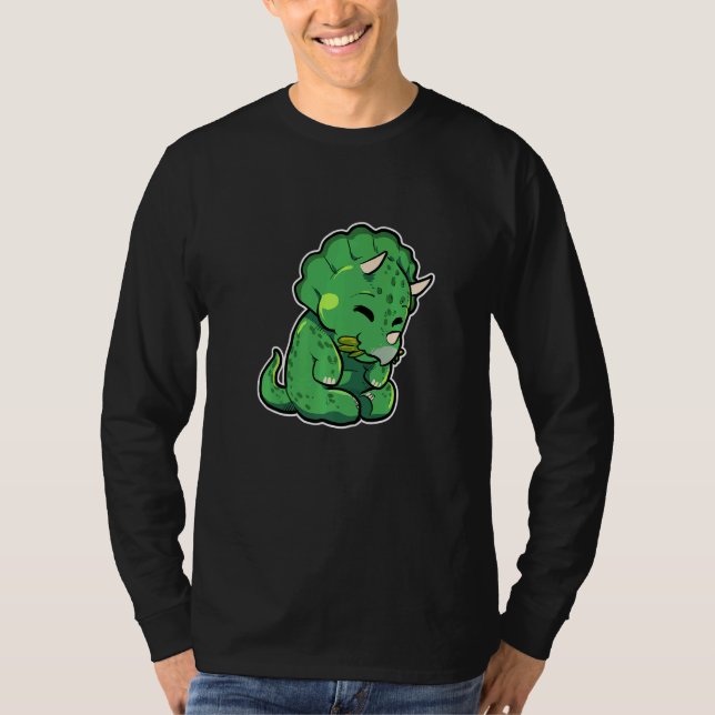Dinosaur Lover Cute Triceratops Premium T-Shirt (Front)