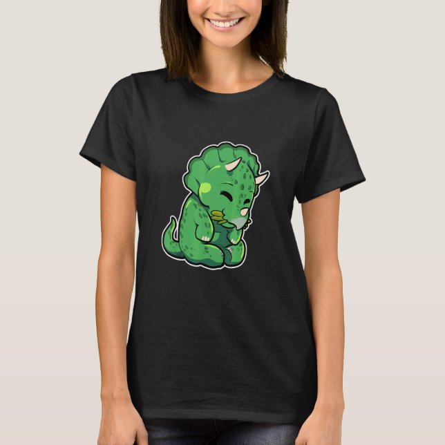 Dinosaur Lover Cute Triceratops T-Shirt (Front)