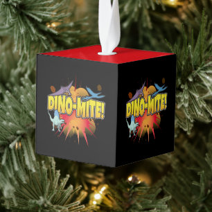 Dinosaur Lover Dynamite Dino-mite Pun Cube Ornament