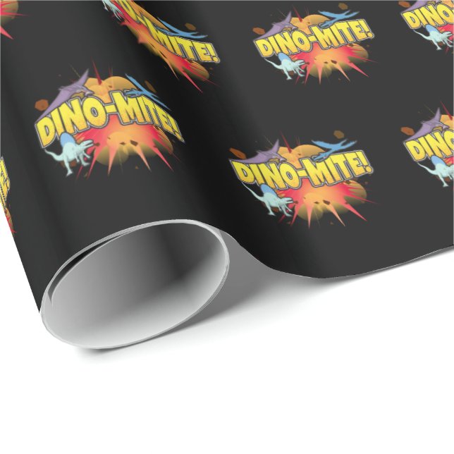 Dinosaur Lover Dynamite Dino-mite Pun Wrapping Paper (Roll Corner)