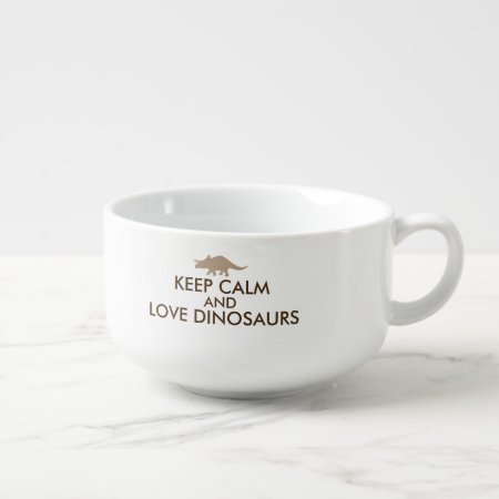 Dinosaur Lover Gift Keep Calm Triceratops Custom Soup Mug