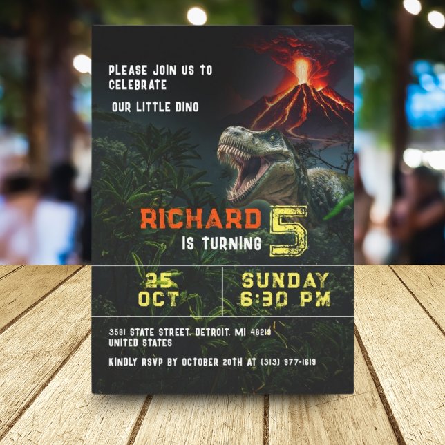 Dinosaur Lover Kids Customizable Birthday Party Invitation (Creator Uploaded)