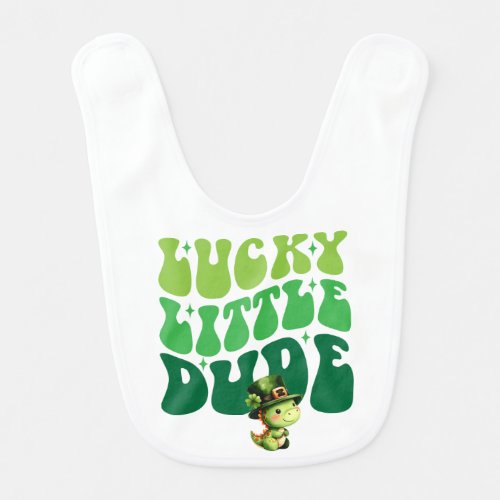 Dinosaur Lucky Little Dude St Patricks Day Baby Bib
