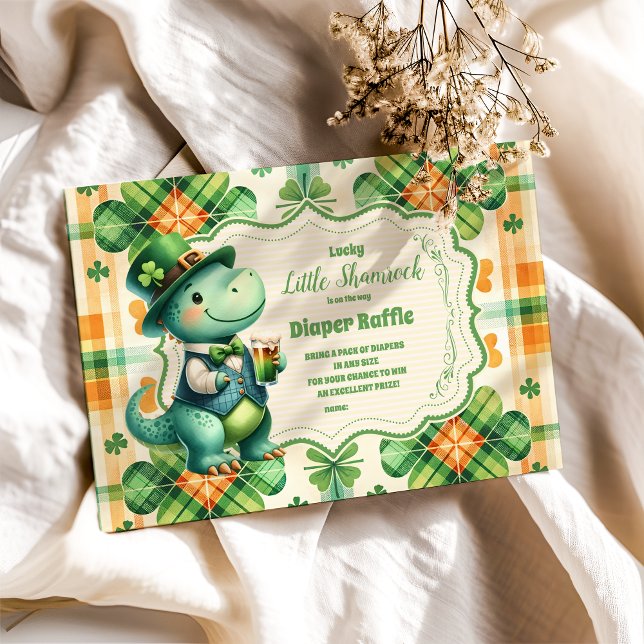 Dinosaur Lucky Little Shamrock  Diapper Raffle  Enclosure Card (Creator Uploaded)