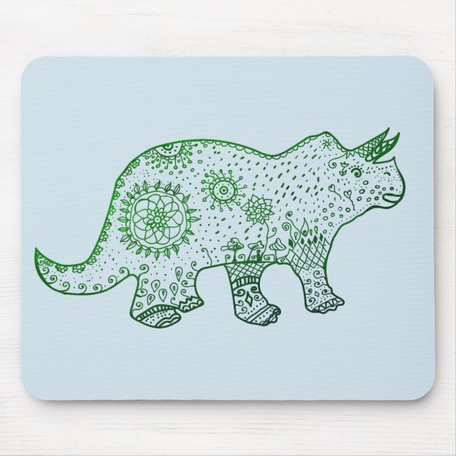 Dinosaur Mandala Triceratops Art Mousepad (Front)