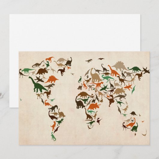 Dinosaur Map of the World Map (Front/Back)