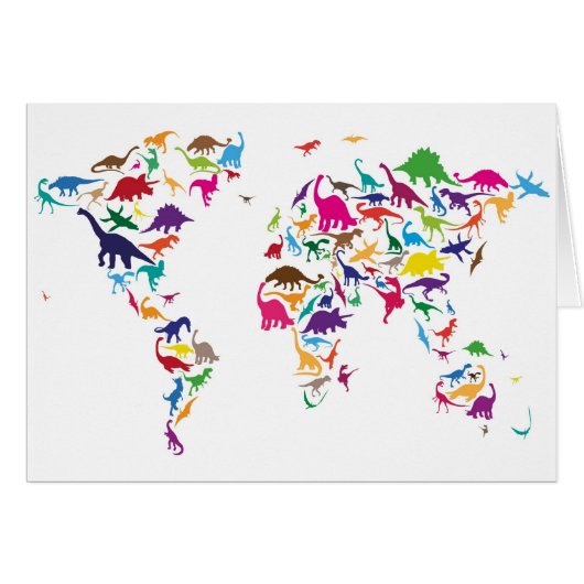 Dinosaur Map of the World Map Cards (Front Horizontal)