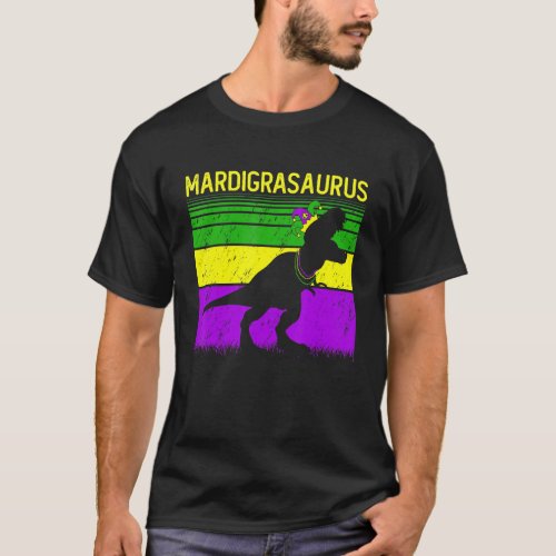 Dinosaur Mardi Grawr Rex Dino Mardi Gras Boys Todd T_Shirt