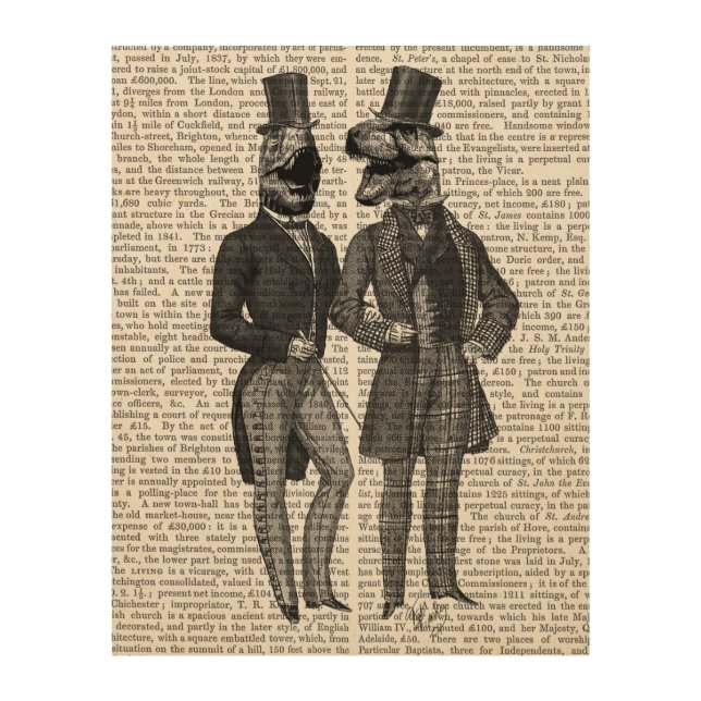 Dinosaur Men Lads Night Out Wood Wall Art (Front)