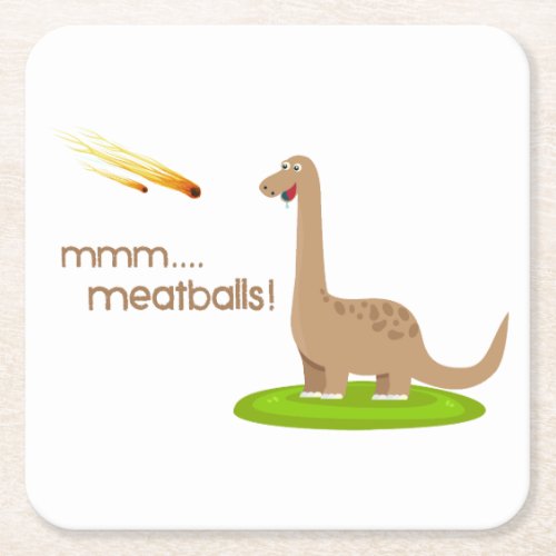 Dinosaur Meteor Meatballs Square Paper Coaster