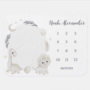 Dinosaur Milestone Personalized Baby Blanket